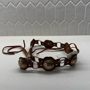 NWT Free People Oasis Wrap Belt Brown Leather Concho Tie Belt Boho Hippie Festiv